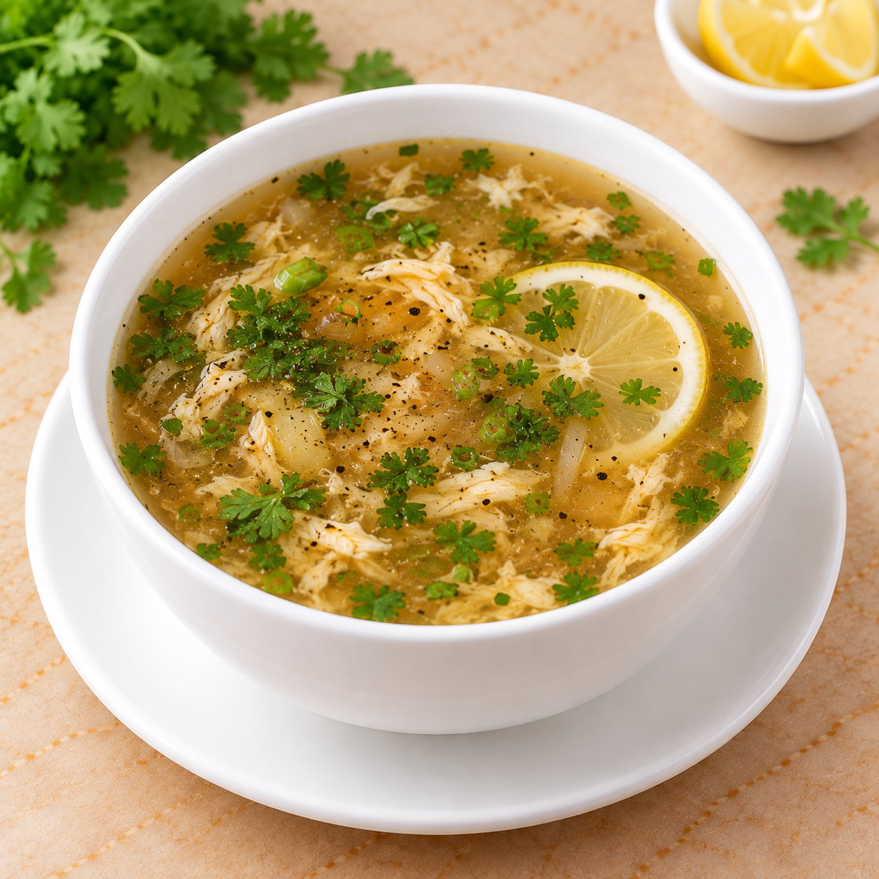 Lemon and Coriander Soup at Kalam Restaurant